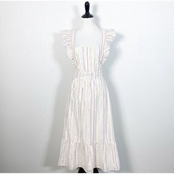 NEW Ann Taylor Victoria Ruffle Midi Dress Size 8 Cutout Back Shimmer Stripe - Picture 10 of 15